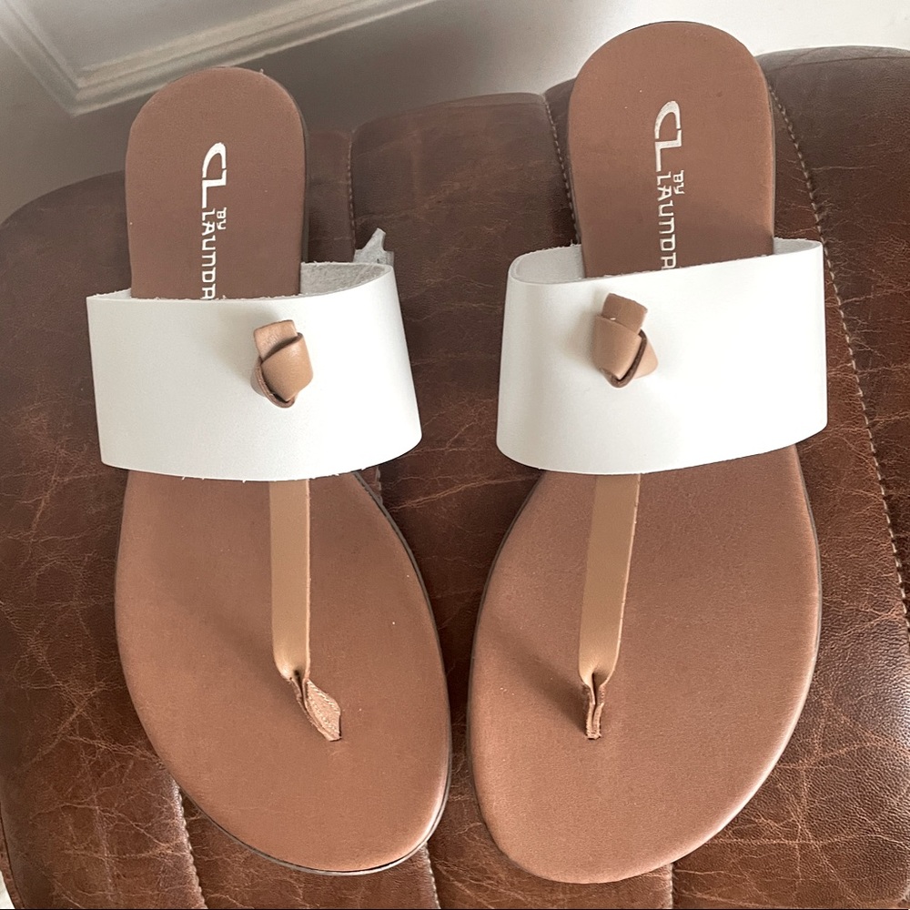 CL by Laundry White Thong Sandals